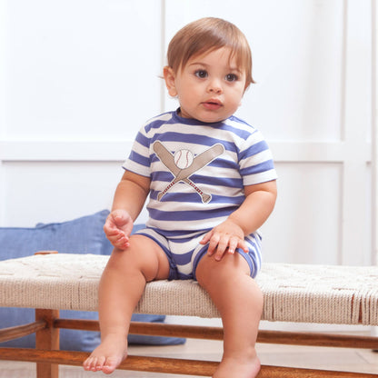 Baby Boy's Batter Up Cotton Shortie Romper