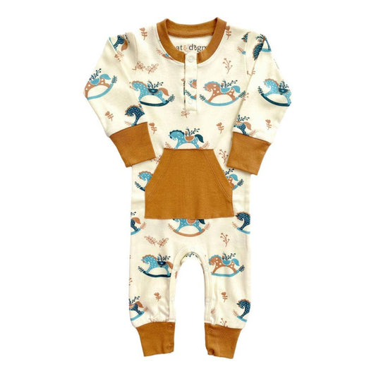 Rocking Horse Organic Baby Playsuit Romper, Western