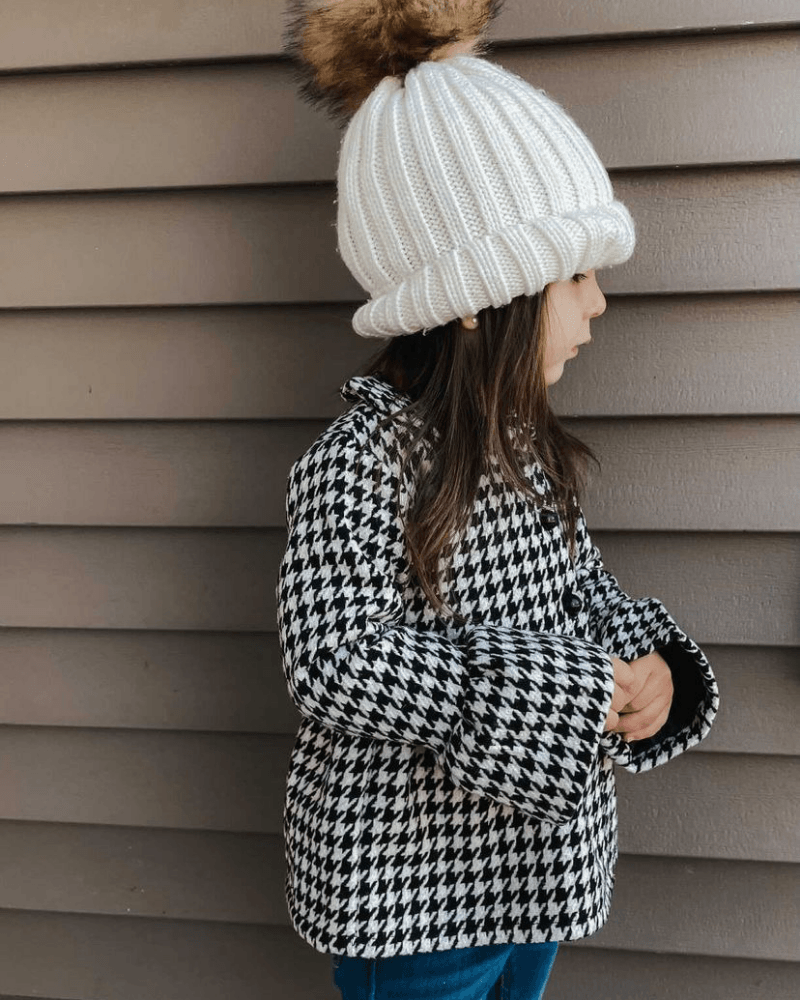 Waldorf Button Front Pea Coat - Houndstooth